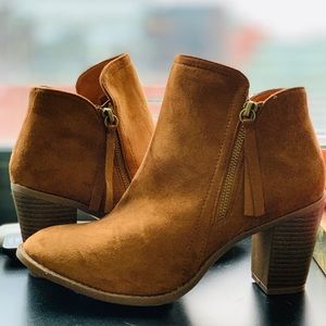 Casual tan booties perfect for colder weather